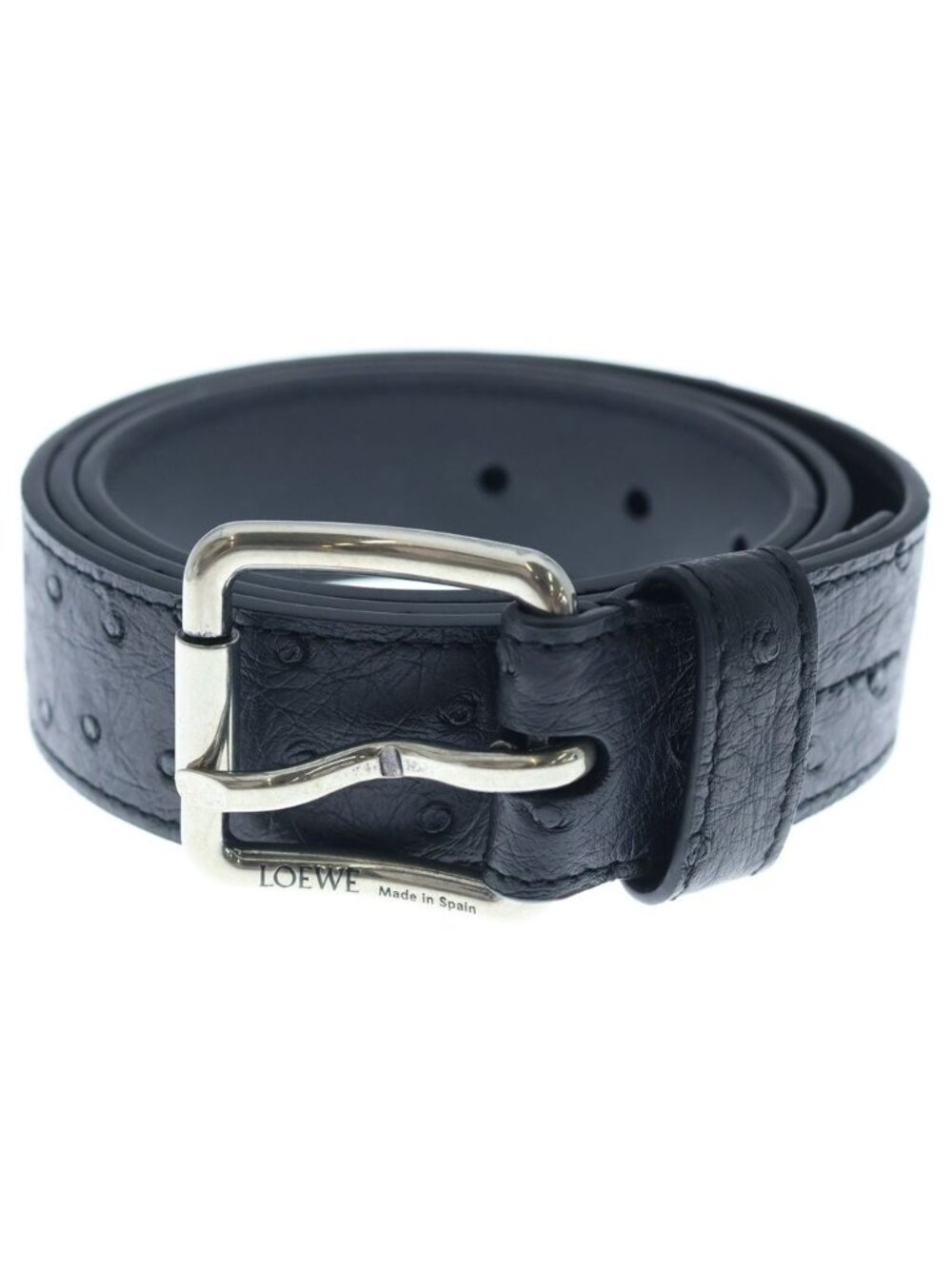 Loewe Roller Curved Belt Vintage Wash Leather Black